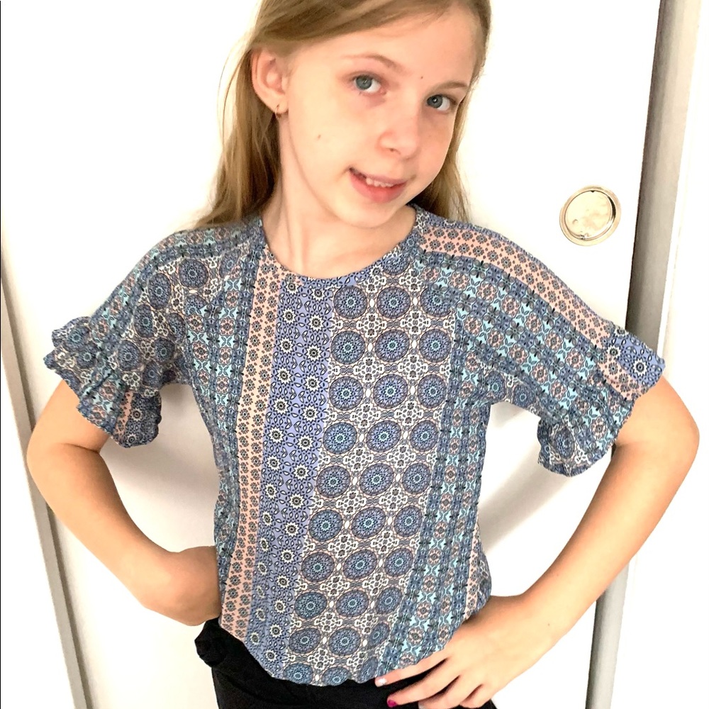 Persaya Girl Jaqueline Ruffle Sleeve Top Sz S
